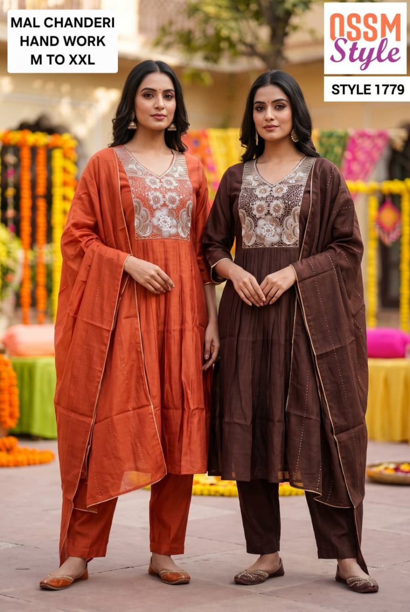 1776 To 1779 By Ossm Style Chinon Hand Work Kurtis Set Size Combo